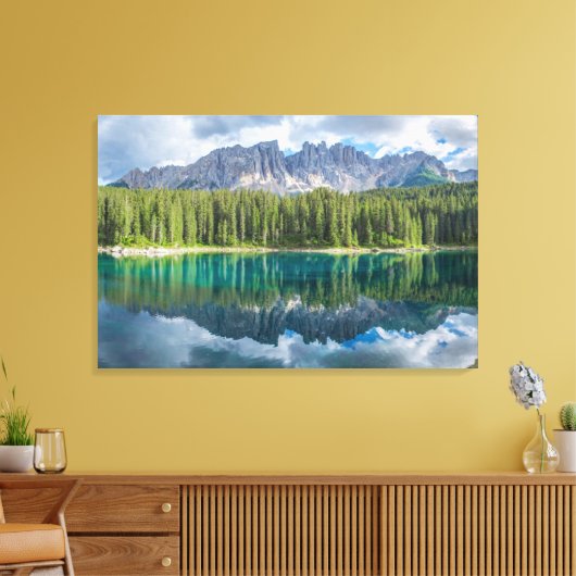 Water Latemar Mountain Range Canvas Afdruk (Insitu (Woonkamer))