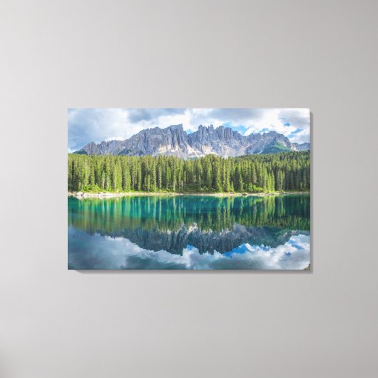 Water Latemar Mountain Range Canvas Afdruk (Voorkant)