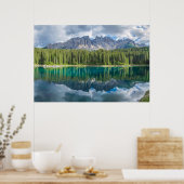 Water Latemar Mountain Range Poster (Keuken)