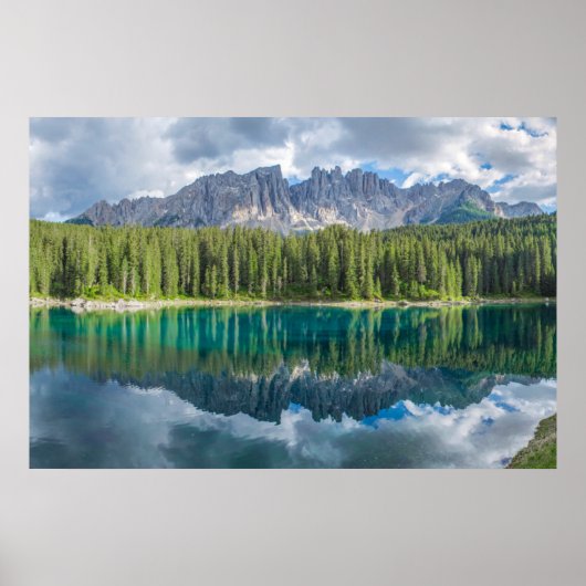 Water Latemar Mountain Range Poster (Voorkant)