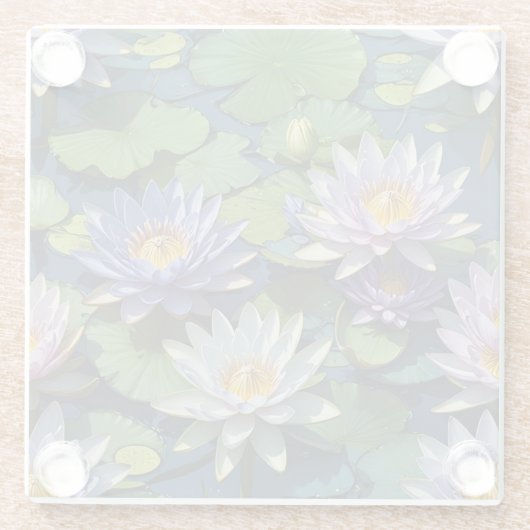 Water Lelie levendige bloem Glazen Onderzetter (Achterkant)