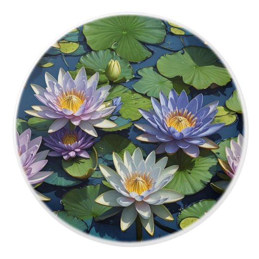 Water Lelie levendige bloem Keramische Knop (Voorkant)