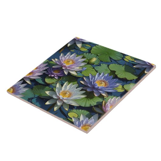 Water Lelie levendige bloem Tegeltje (Zijkant)