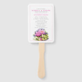 Water Lelies roze waterverf bruiloft programma Handwaaier (Voorkant)