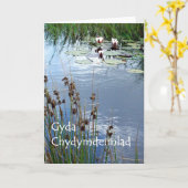 Water Lelies Sympathy Card - Welsh Groet Kaart (Gele Bloem)