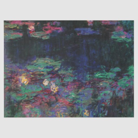 WATER LIES GREEN POND Claude Monet Dark Floral Tissuepapier (Voorkant)