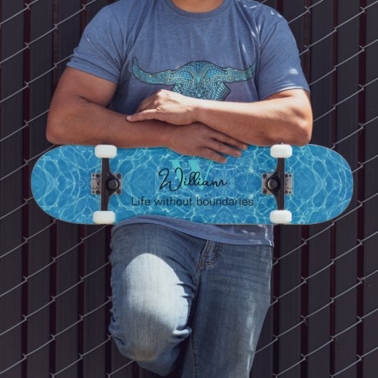 Water Life Blue Modern Natuur Expressies Persoonlijk Skateboard (Buiten 3)
