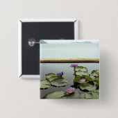 Water ligt in een vijver op zee vierkante button 5,1 cm (Voorkant /achterkant)