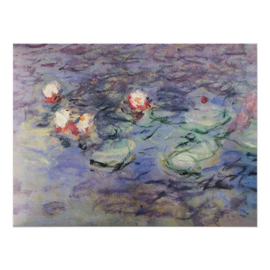 WATER LIGT IN PINK BLUE POND VAN Claude Monet Perfect Poster (Voorkant)