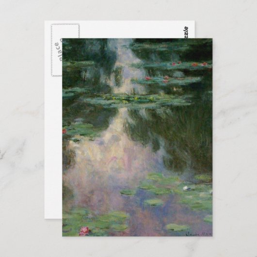 WATER LIGT IN PINK GREEN POND DOOR Claude Monet Briefkaart (Voorkant / Achterkant)