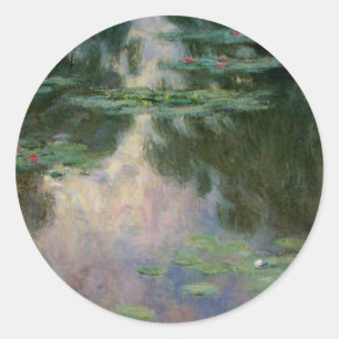 WATER LIGT IN PINK GREEN POND DOOR Claude Monet Ronde Sticker