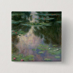 WATER LIGT IN PINK GREEN POND DOOR Claude Monet Vierkante Button 5,1 Cm