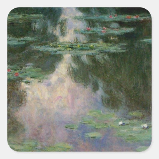 WATER LIGT IN PINK GREEN POND DOOR Claude Monet Vierkante Sticker (Voorkant)
