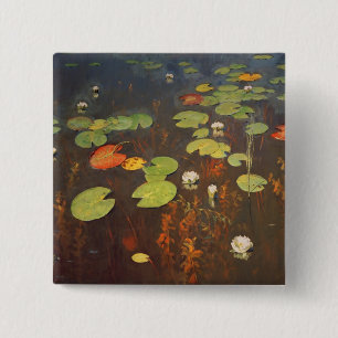 Water Lilies 1895 Vierkante Button 5,1 Cm