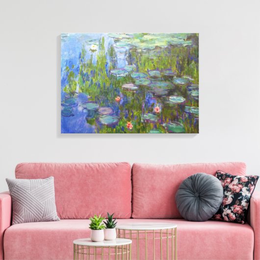 Water Lilies, 1915 Claude Monet cool, oud, meester Canvas Afdruk (Insitu (Woonkamer))