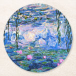 Water Lilies, 1919, van Claude Monet, Ronde Kartonnen Onderzetter<br><div class="desc">Water Lilies,  een beroemd schilderij van Claude Monet uit 1919,  met kleurgecoördineerde vaste kleuren roze-paars en monetblauw,  klaar om te mengen en te matchen.</div>