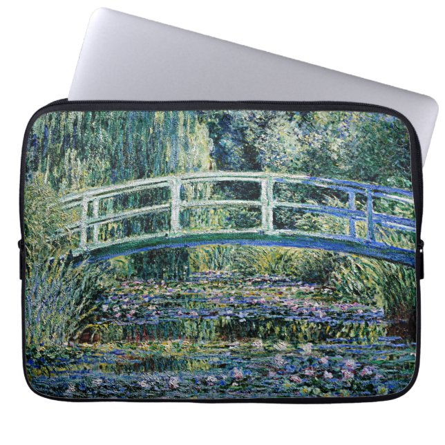 Water Lilies and Japanese Bridge, Laptop Sleeve (Voorkant)