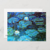 Water Lilies (blauw) van Claude Monet Briefkaart (Voorkant / Achterkant)