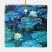 Water Lilies (blauw) van Claude Monet Keramisch Ornament (Achterkant)