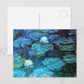 Water Lilies (blue) by Claude Monet Feestdagenkaart (Voorkant / Achterkant)