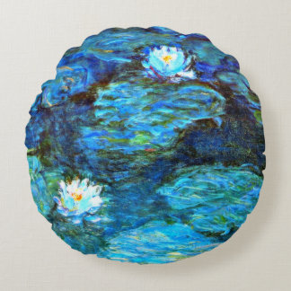 Water Lilies (blue) by Claude Monet Rond Kussen