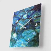 Water Lilies Blue, schilderij van Claude Monet Vierkante Klok (Hoek)