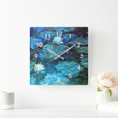 Water Lilies Blue, schilderij van Claude Monet Vierkante Klok (Huis)