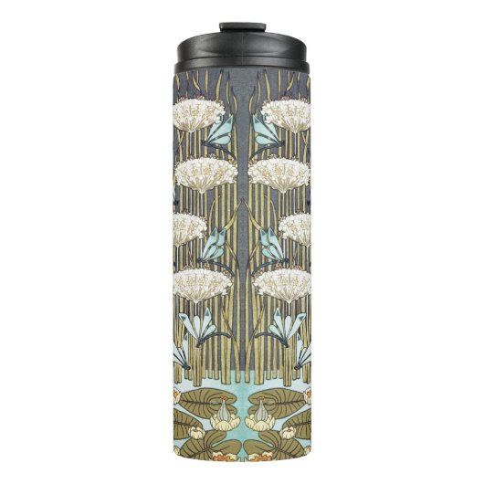 Water Lilies Dragonflies Marsh Art Nouveau Thermosbeker (Voorkant)