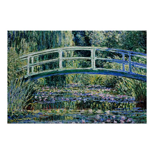 "Water Lilies en Japanse brug" Perfect Poster (Voorkant)