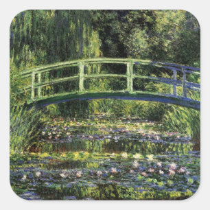 Water Lilies en Japanse brug Vierkante Sticker