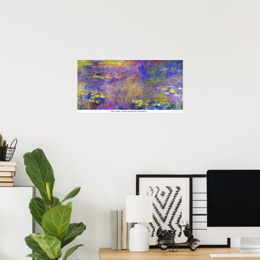 Water Lilies - (Gele nirvana) van Claude Monet Poster (Thuiskantoor)