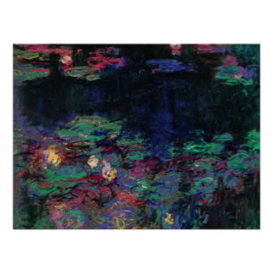 WATER LILIES GREEN VIJVER Claude Monet Donker Bloe Perfect Poster