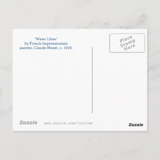 Water Lilies Impressionisme Briefkaart (Achterkant)