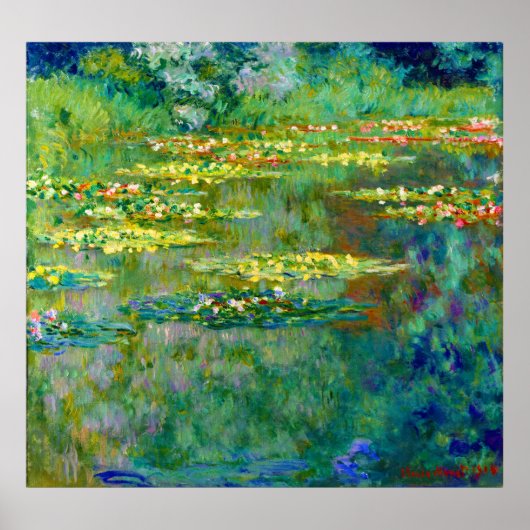 Water Lilies - Le Bassin des Nympheas door Monet Poster (Voorkant)