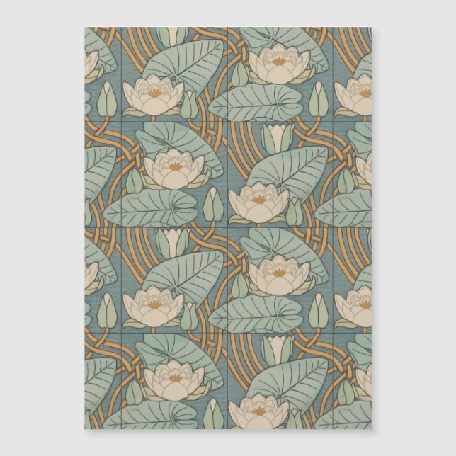 Water Lilies Lily Art Nouveau Natuur (Voorkant)