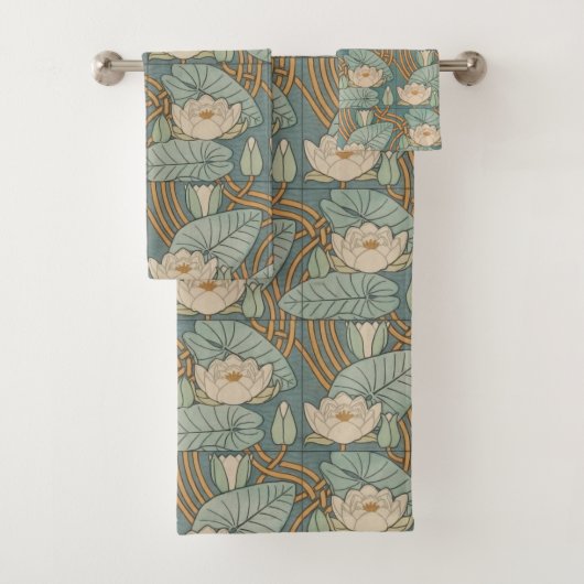 Water Lilies Lily Art Nouveau Natuur Bad Handdoek (Insitu)