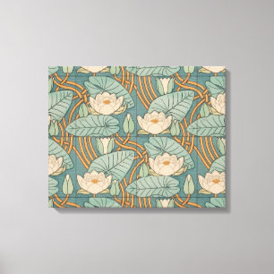 Water Lilies Lily Art Nouveau Natuur Canvas Afdruk