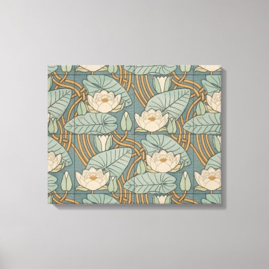 Water Lilies Lily Art Nouveau Natuur Canvas Afdruk (Voorkant)