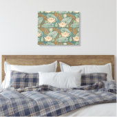 Water Lilies Lily Art Nouveau Natuur Canvas Afdruk (Insitu (Slaapkamer))