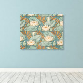 Water Lilies Lily Art Nouveau Natuur Canvas Afdruk (Insitu (Houten vloer))