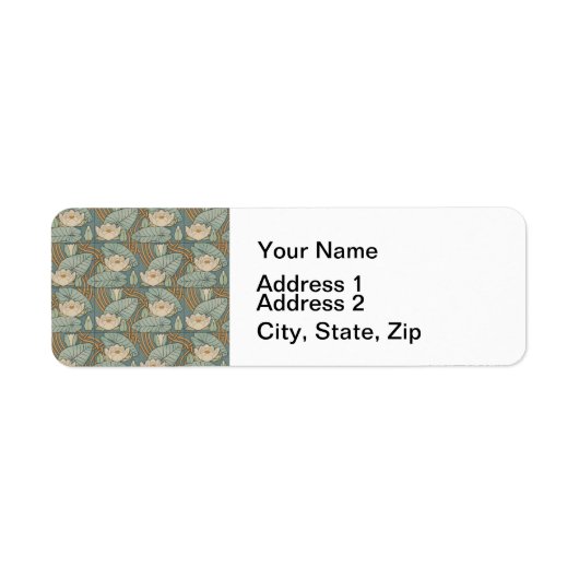 Water Lilies Lily Art Nouveau Natuur Etiket (Voorkant)