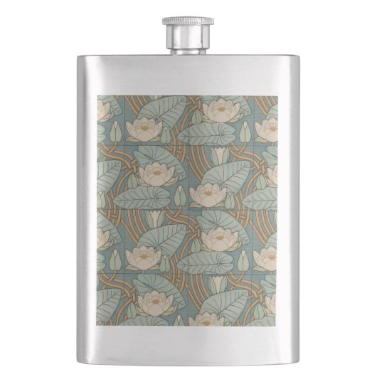 Water Lilies Lily Art Nouveau Natuur Flacon (Voorkant)