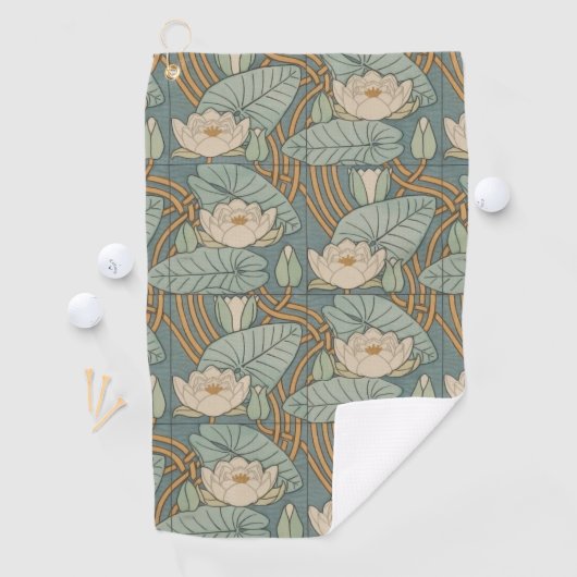 Water Lilies Lily Art Nouveau Natuur Golfhanddoek (Insitu)