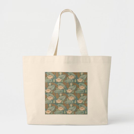 Water Lilies Lily Art Nouveau Natuur Grote Tote Bag (Voorkant)