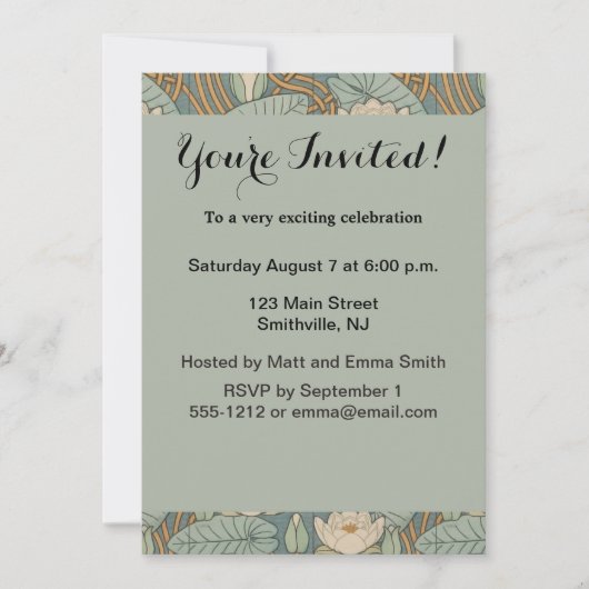 Water Lilies Lily Art Nouveau Natuur Kaart (Voorkant)