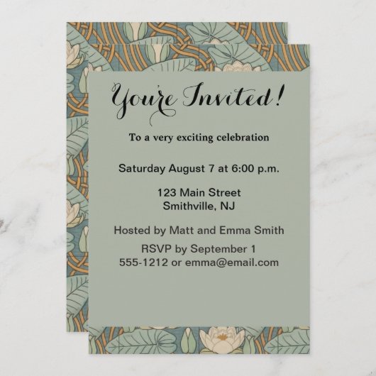 Water Lilies Lily Art Nouveau Natuur Kaart (Voorkant / Achterkant)