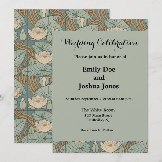 Water Lilies Lily Art Nouveau Natuur Kaart (Voorkant / Achterkant)