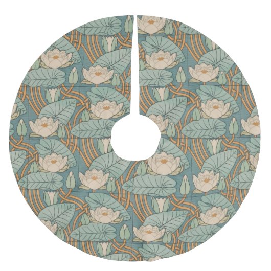 Water Lilies Lily Art Nouveau Natuur Kerstboom Rok (Voorkant)