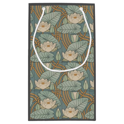 Water Lilies Lily Art Nouveau Natuur Klein Cadeauzakje (Achterkant)