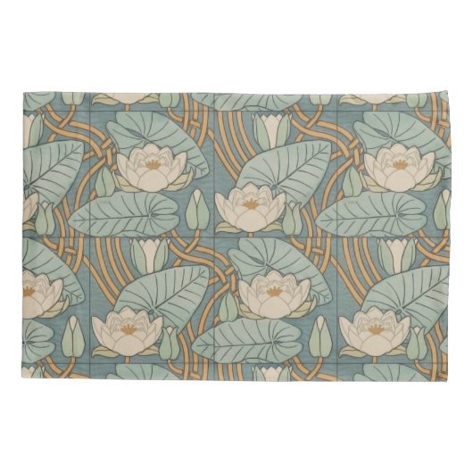 Water Lilies Lily Art Nouveau Natuur Kussensloop (Achterkant)